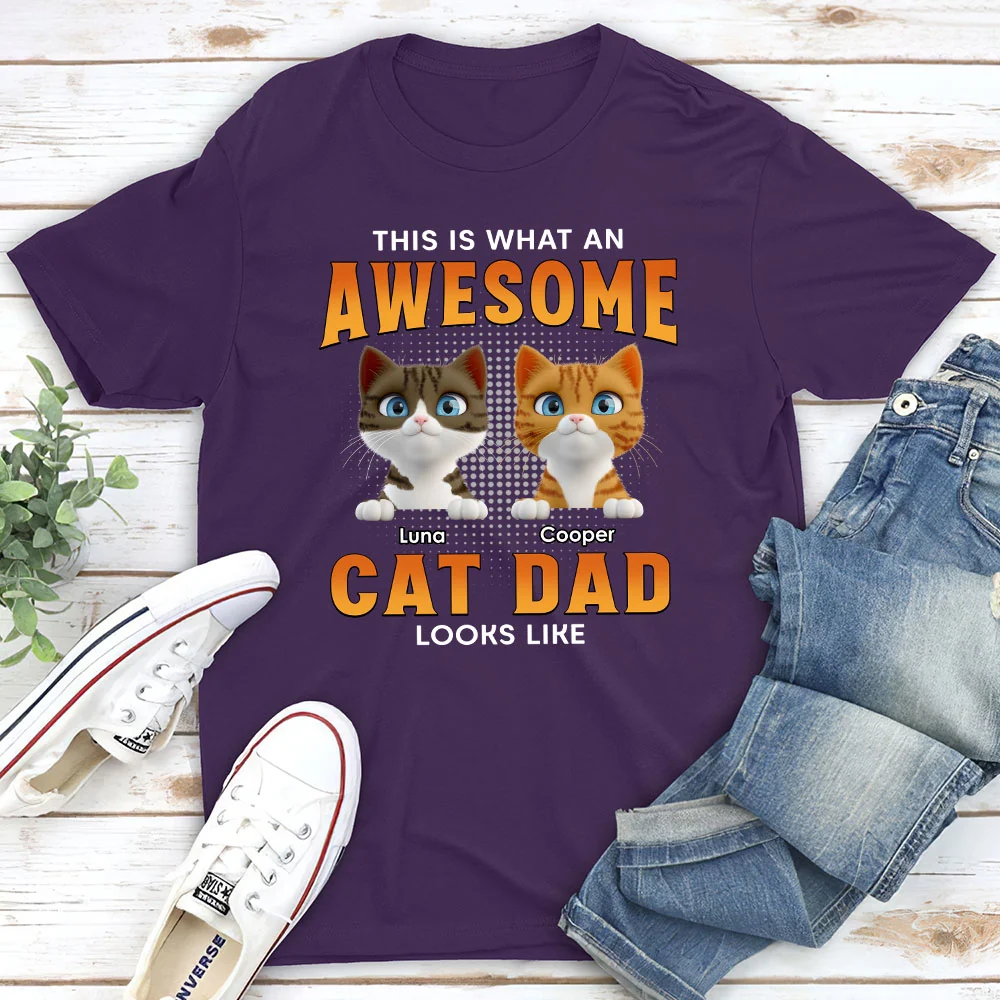 Awesome Cat Dad Version 2 - Personalized Custom Unisex T-shirt - Image 3