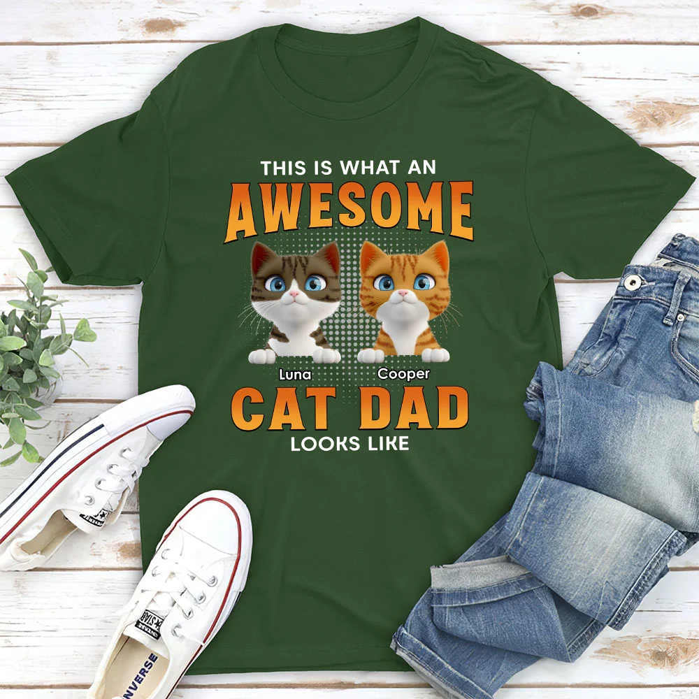 Awesome Cat Dad Version 2 - Personalized Custom Unisex T-shirt - Image 5