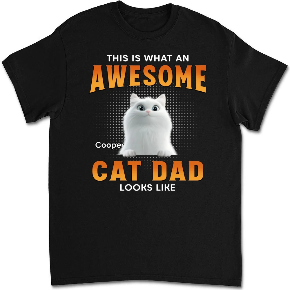 Awesome Cat Dad Version 2 - Personalized Custom Unisex T-shirt - Image 6