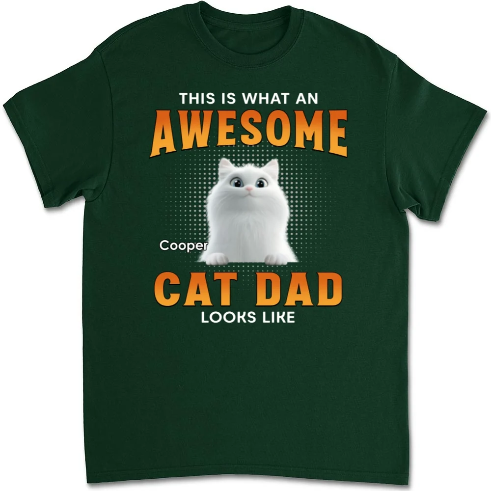 Awesome Cat Dad Version 2 - Personalized Custom Unisex T-shirt - Image 8
