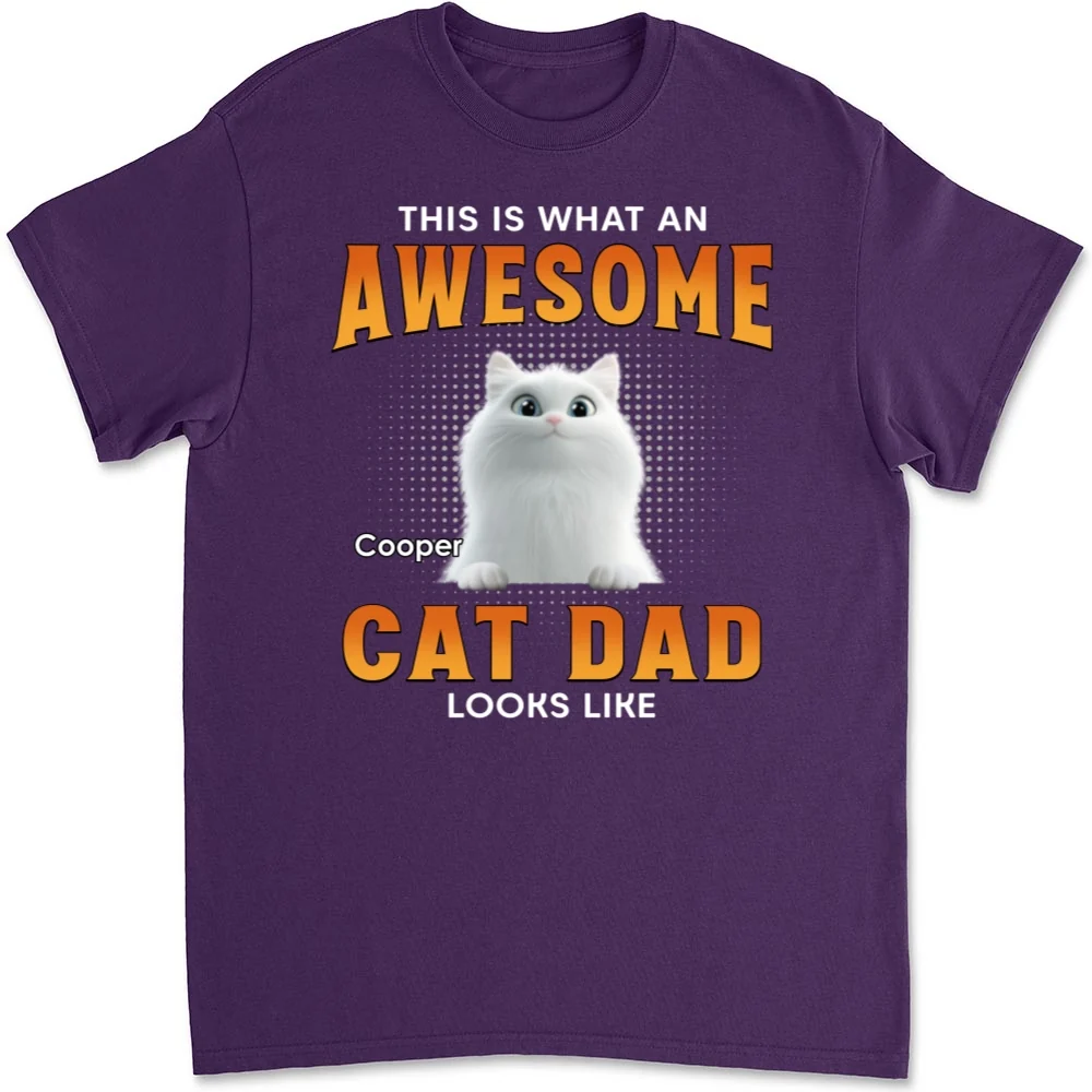 Awesome Cat Dad Version 2 - Personalized Custom Unisex T-shirt - Image 9