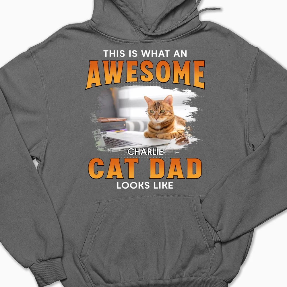 Awesome Cat Dad Version 2 Photo - Personalized Custom Hoodie - Image 7