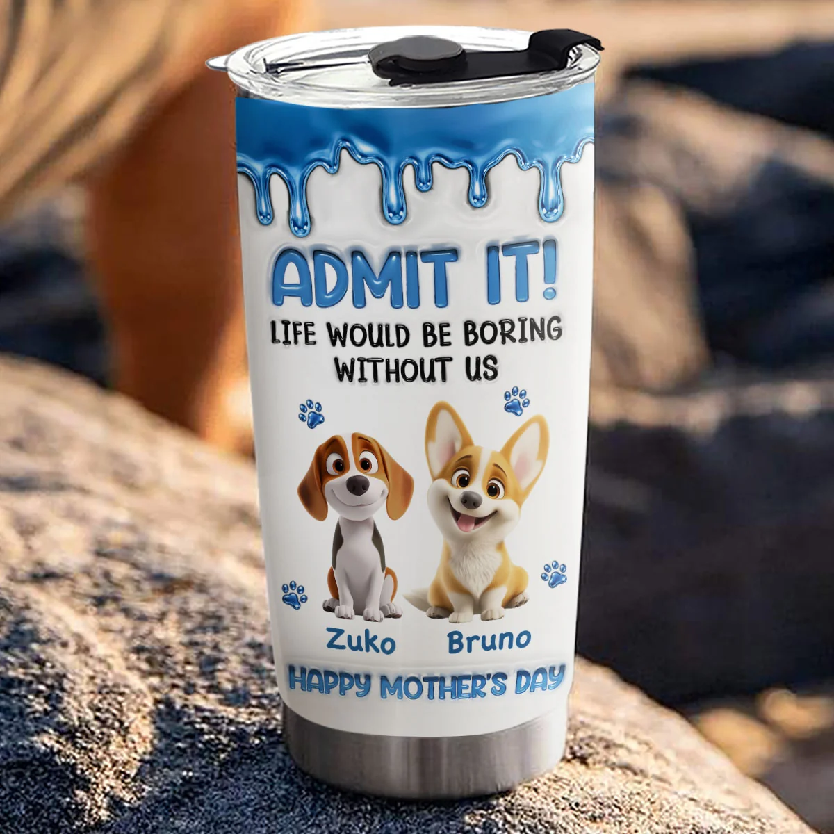 Baby Blue Admit It Dog - Personalized Custom 3D Effect Tumbler - Image 4