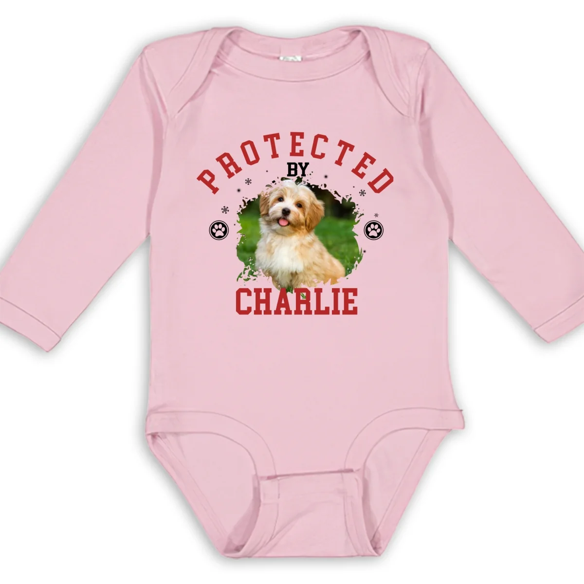 Baby Sleepdog Photo - Personalized Custom Long Sleeve Baby Onesie - Image 9