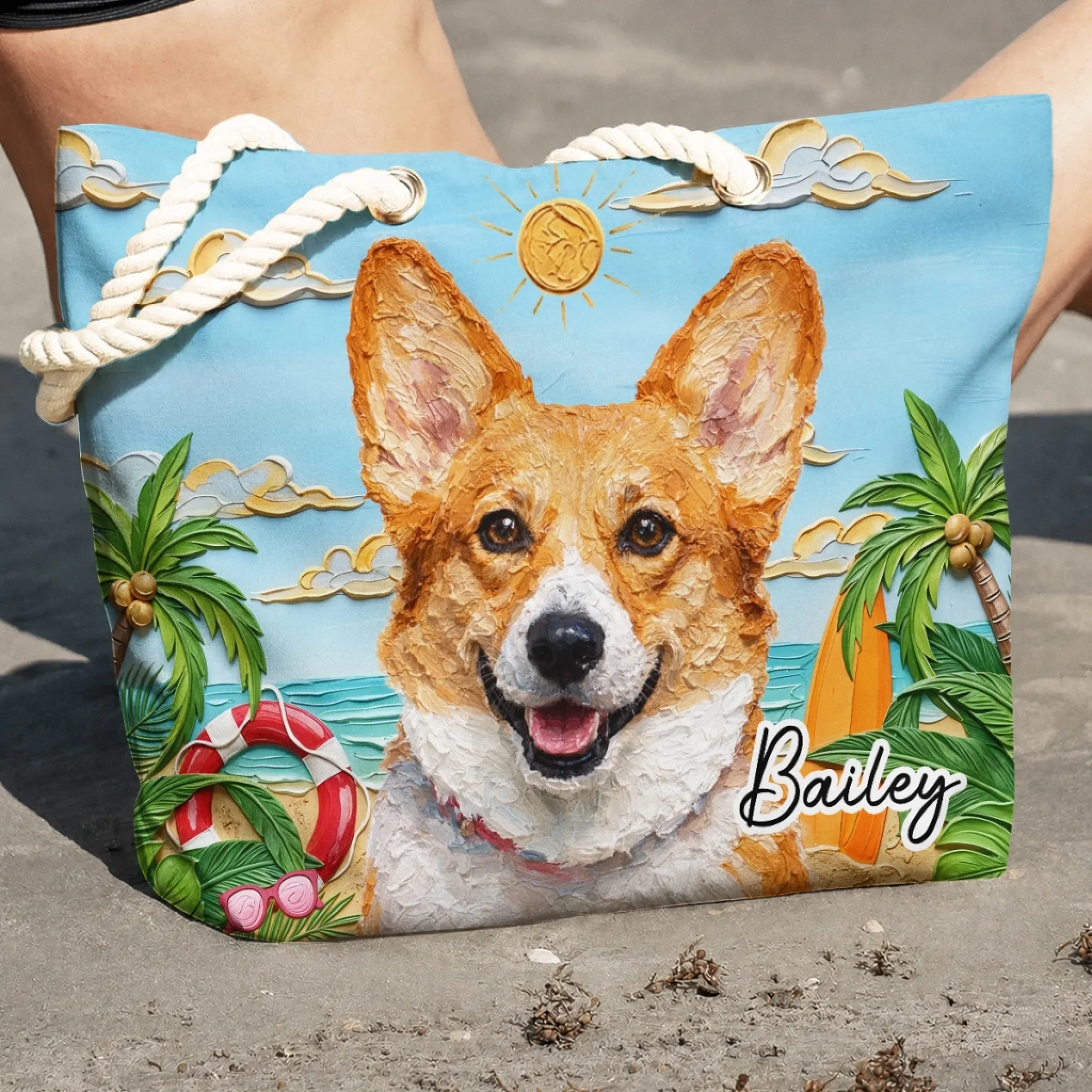 Bark Less Wag More - Personalized Custom Beach Bag - Image 2