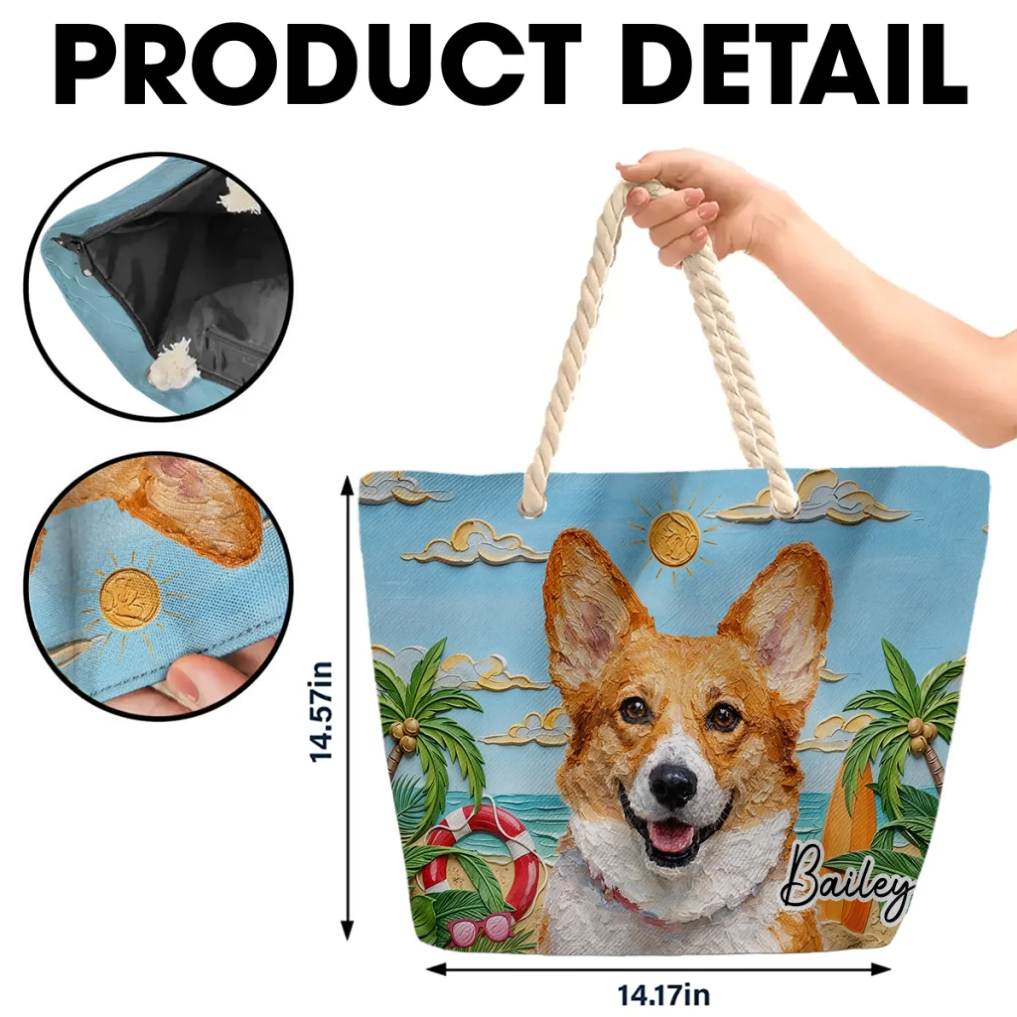 Bark Less Wag More - Personalized Custom Beach Bag - Image 4