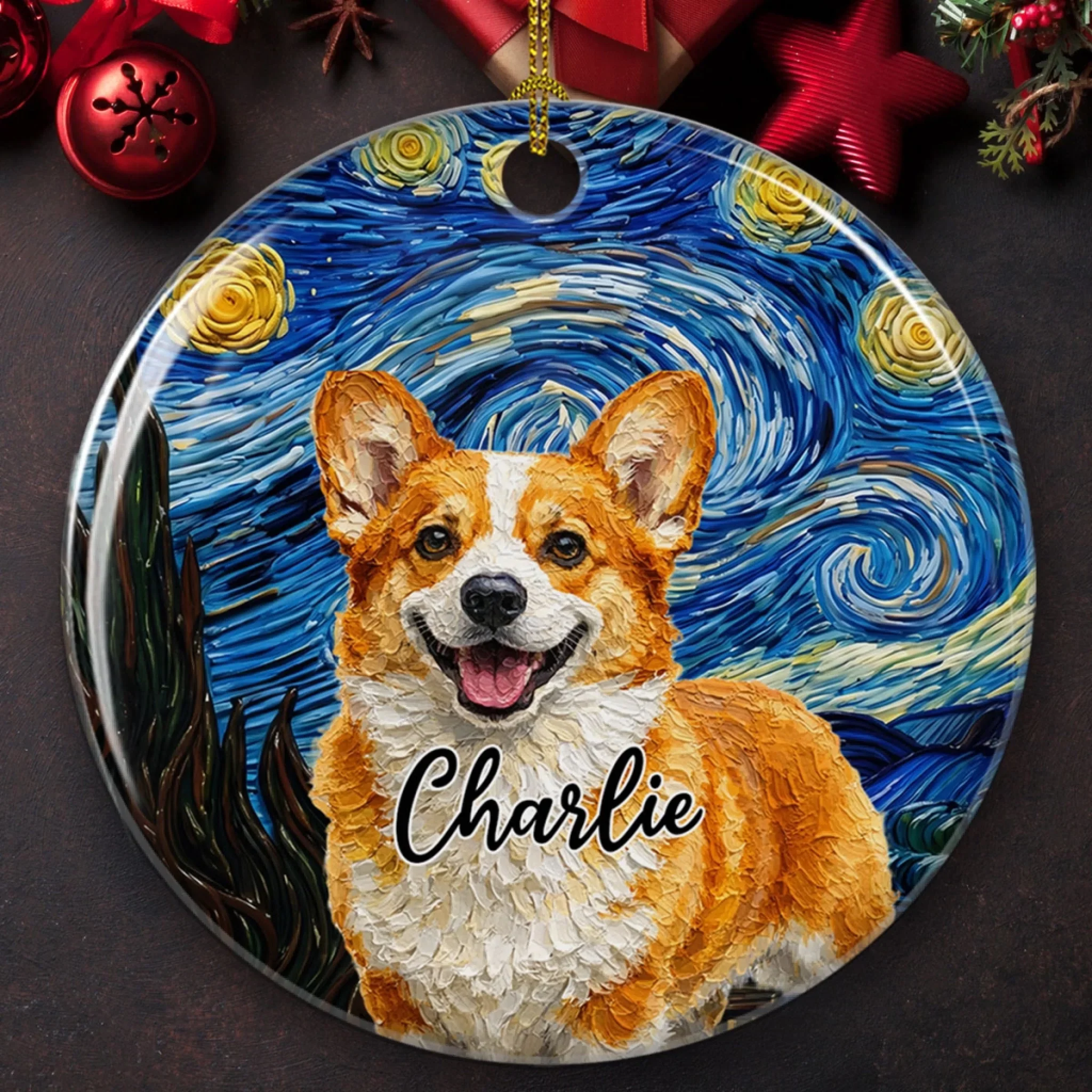 Bark Less Wag More - Personalized Custom Ceramic Ornament - Image 4