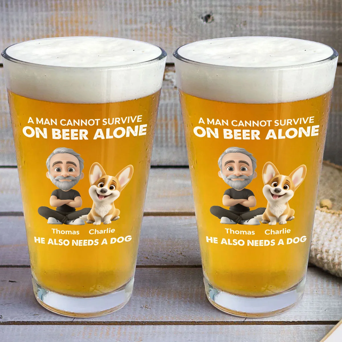 Beer Alone - Personalized Custom Beer Glass - Image 4