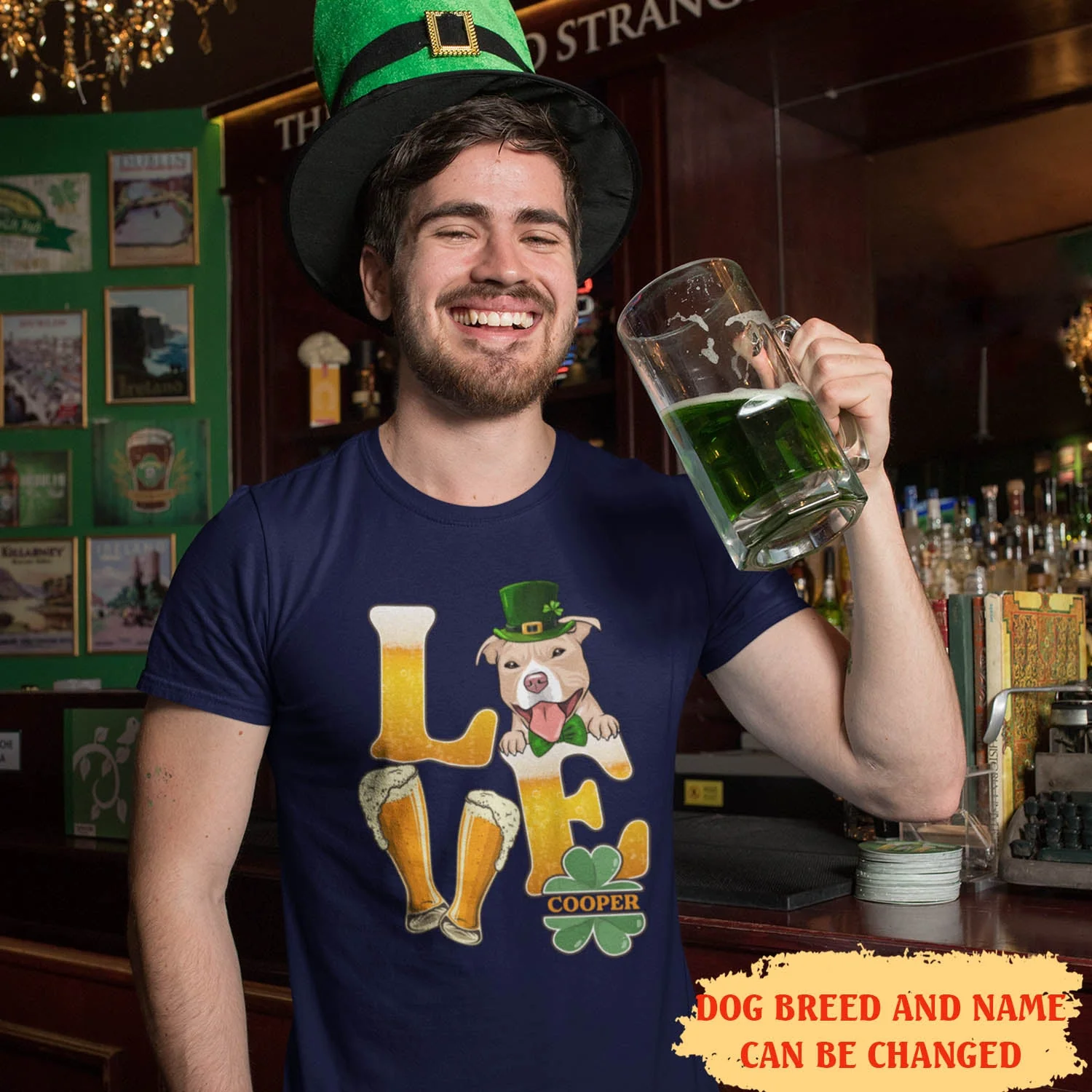 Beer Love Dog - Personalized Custom Unisex T-shirt - St. Patrick's Day Shirt - Image 6