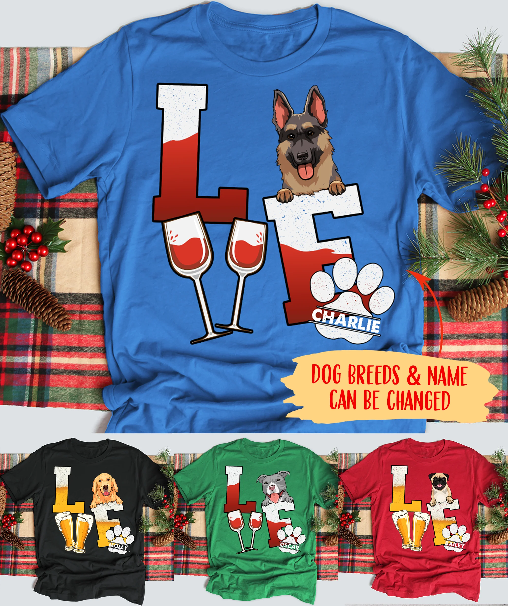 Beer/Wine Love Dog - Personalized Custom Standard T-shirt - Image 4