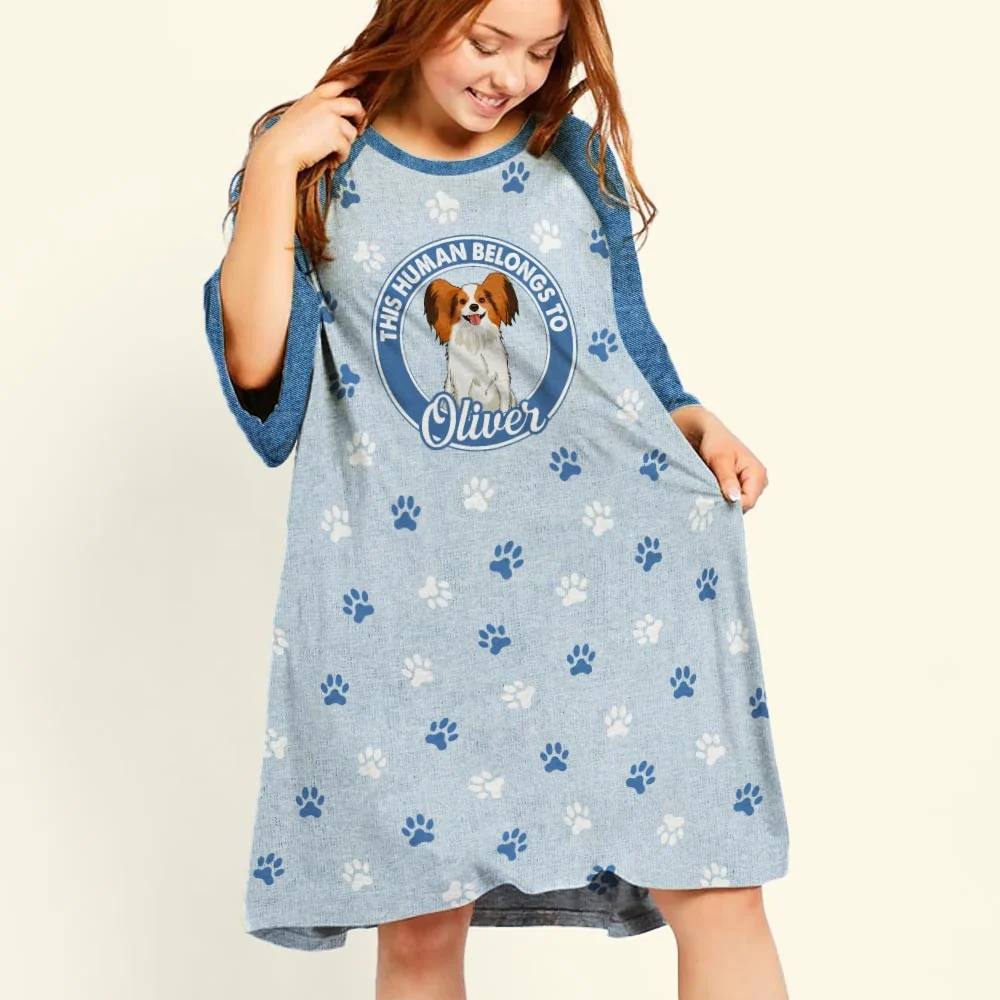 Belongs To Dog - Personalized Custom 3/4 Sleeve Dress - Image 2
