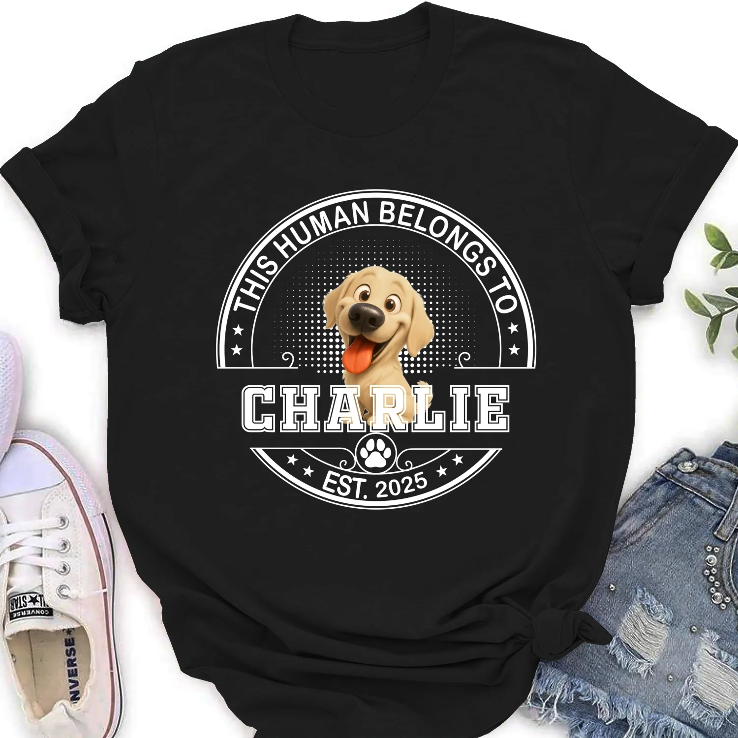 Belongs To My Dog Baby - Personalized Custom Unisex Women's T-Shirt - Image 5