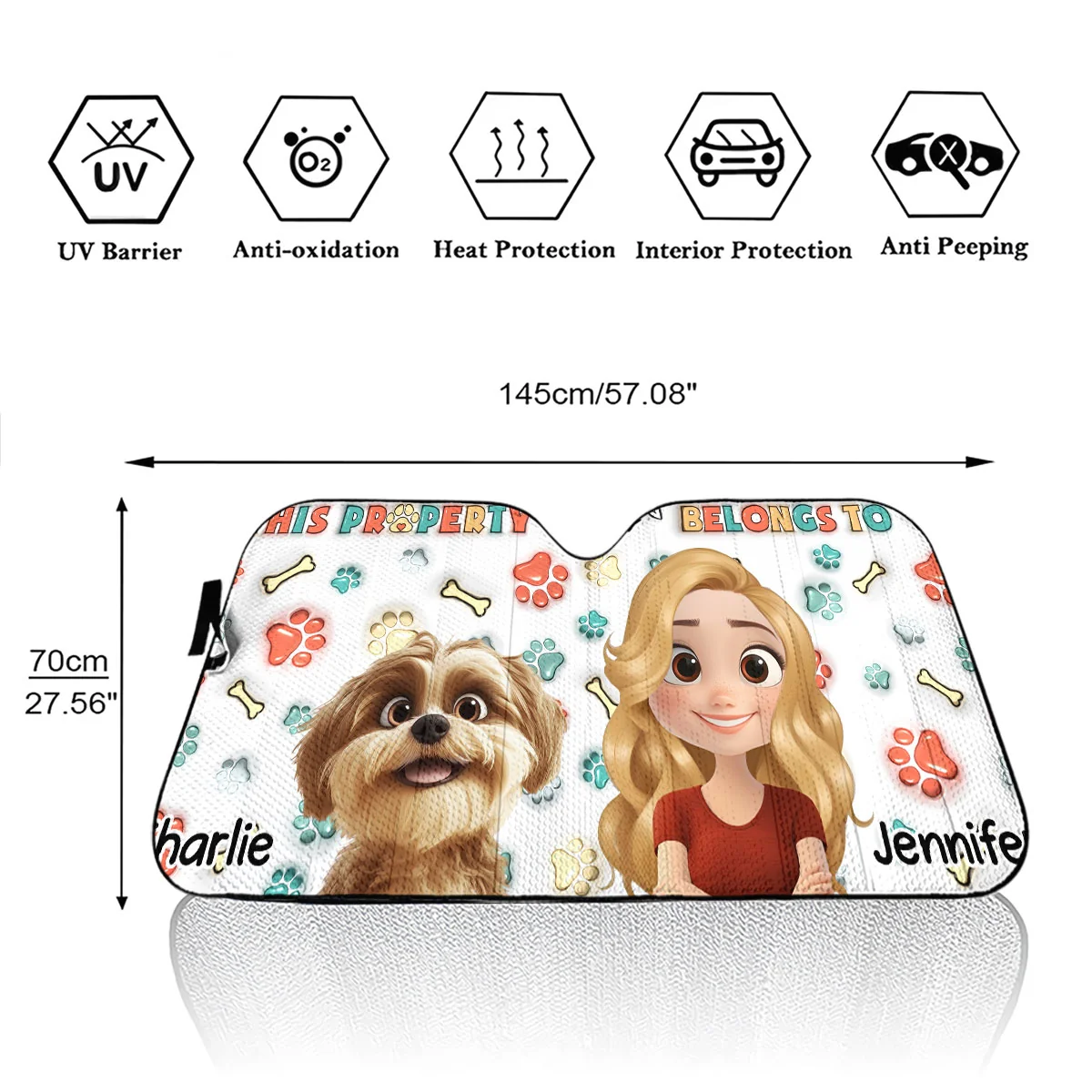 Belongs To Us - Personalized Custom 3D Inflated Effect Car Sunshade - Image 5