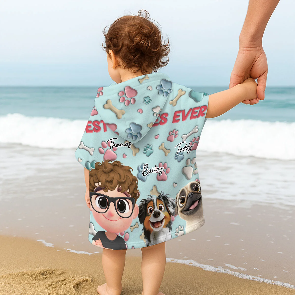 Best Buddy Ever - Personalized Custom Hooded Beach Towel - Image 4