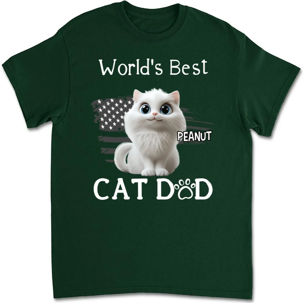 Best Cat Dad In The World - Personalized Custom Unisex T-Shirt - Image 9