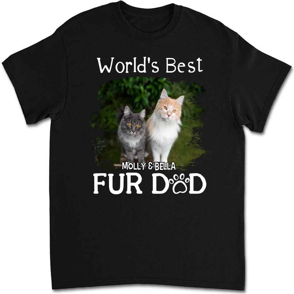 Best Cat Dad In The World Photo - Personalized Custom Unisex T-Shirt - Image 7
