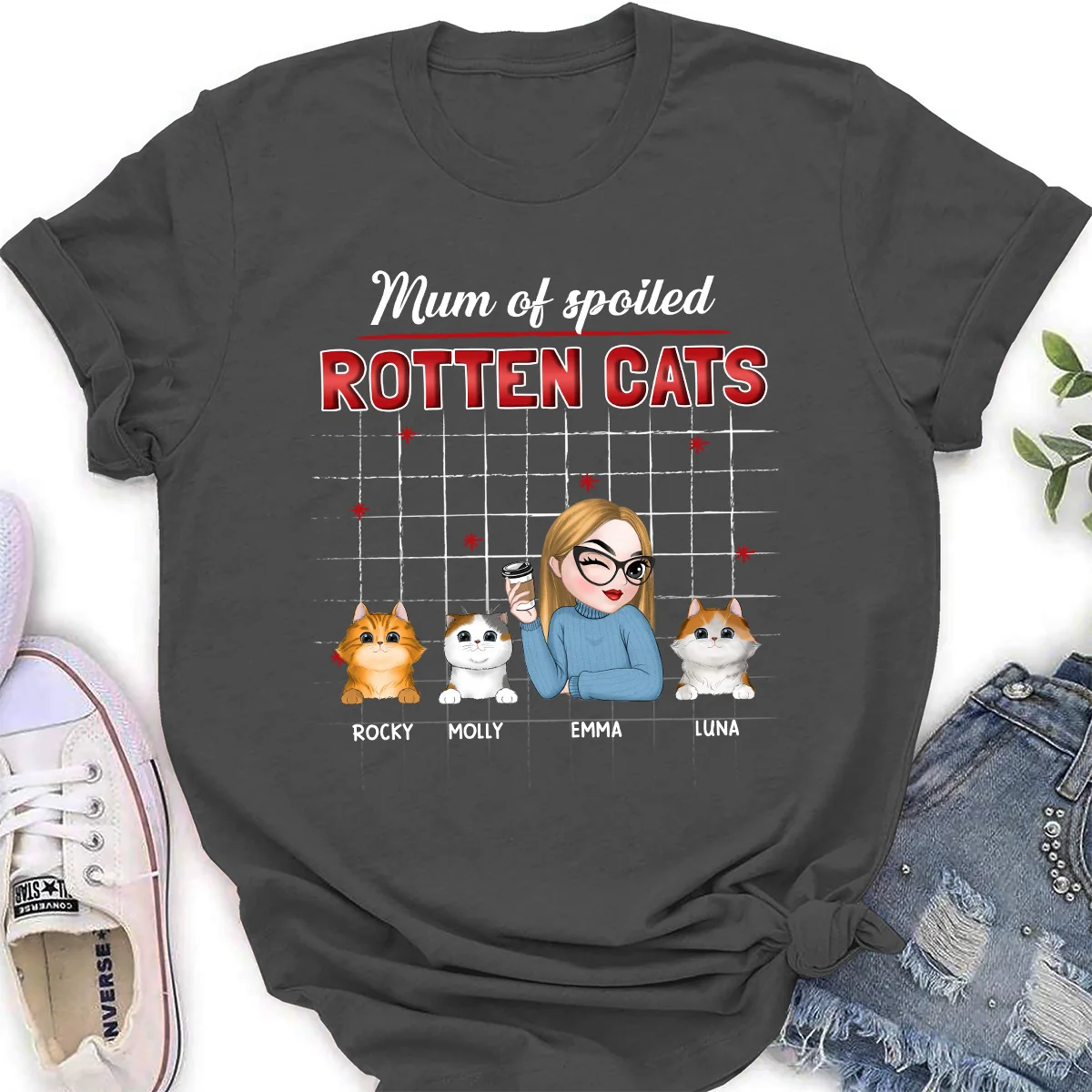 Best Cat Dad Mom - Personalized Custom Women's T-shirt - Image 5