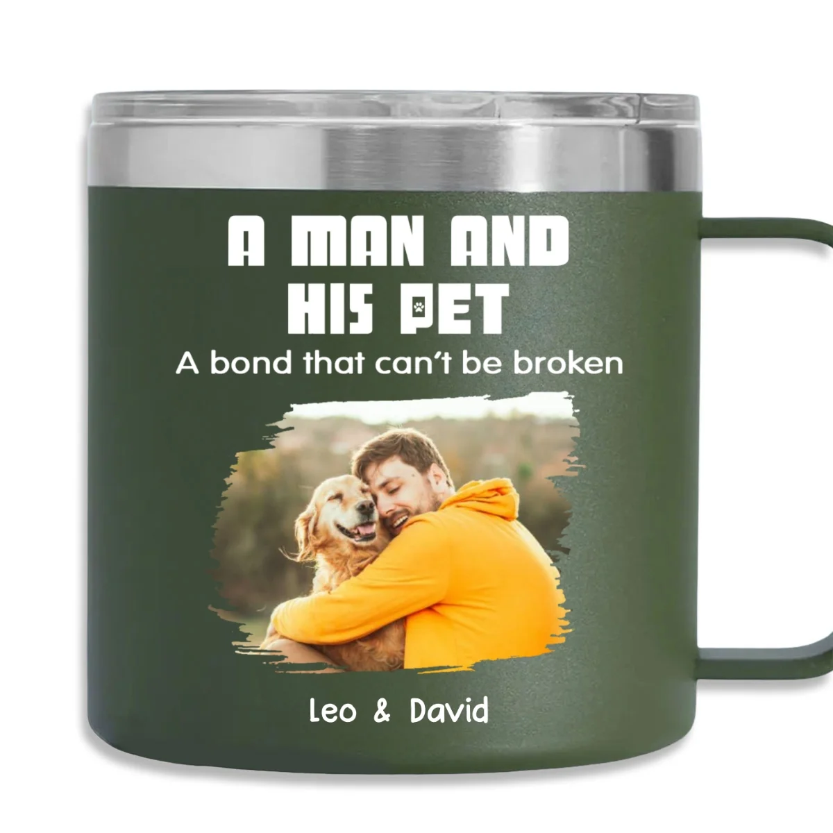 Best Dad Ever Pet Ver Photo - Personalized Custom 14oz Stainless Steel Tumbler With Handle - Image 4