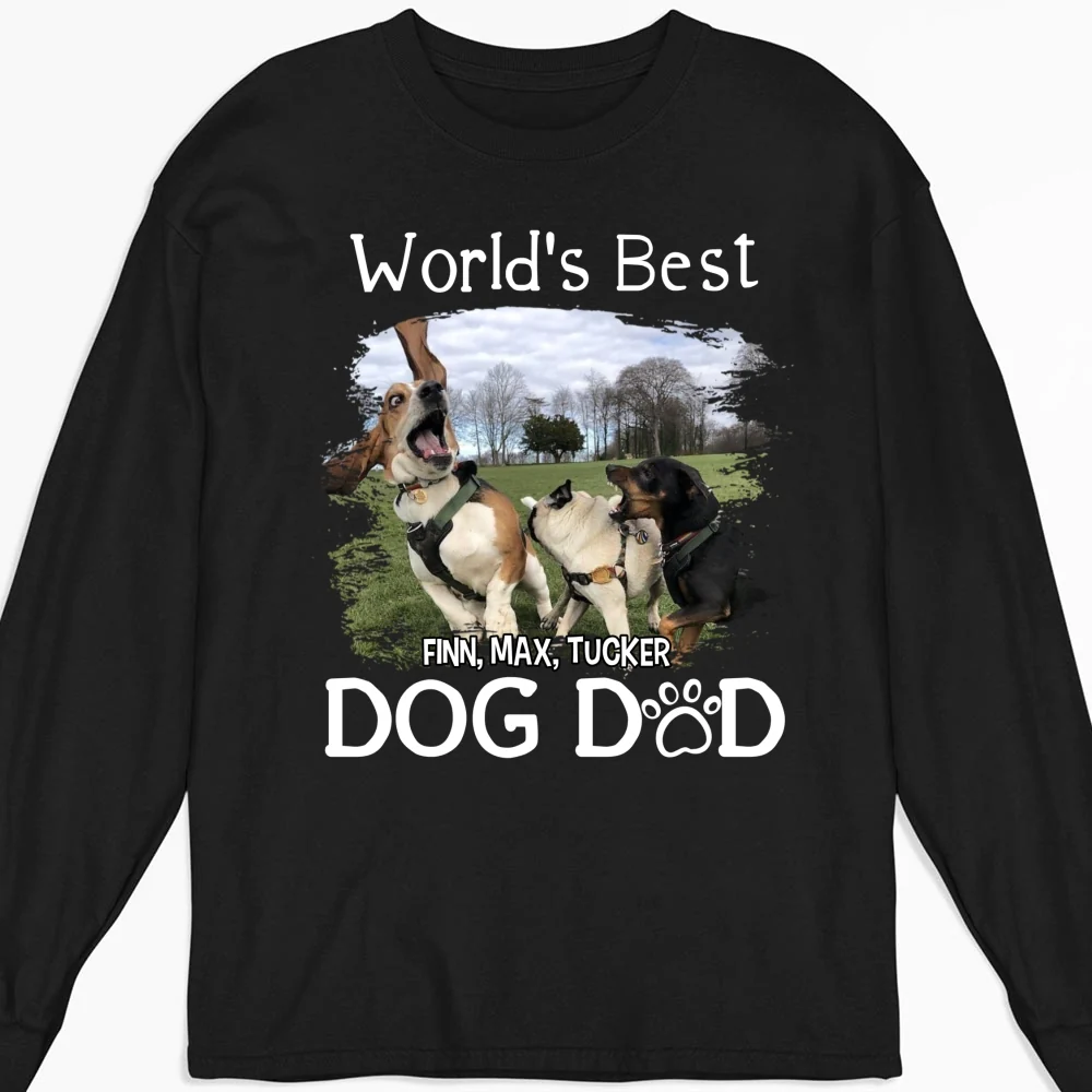 Best Dad In The World Photo - Personalized Custom Long Sleeve T-Shirt - Image 2