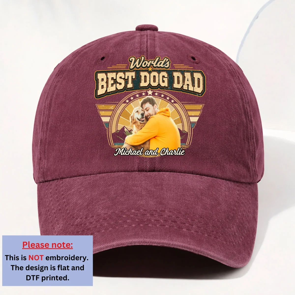 Best Dad In The World Photo - Personalized Custom Vintage Washed Denim Cap - Image 9