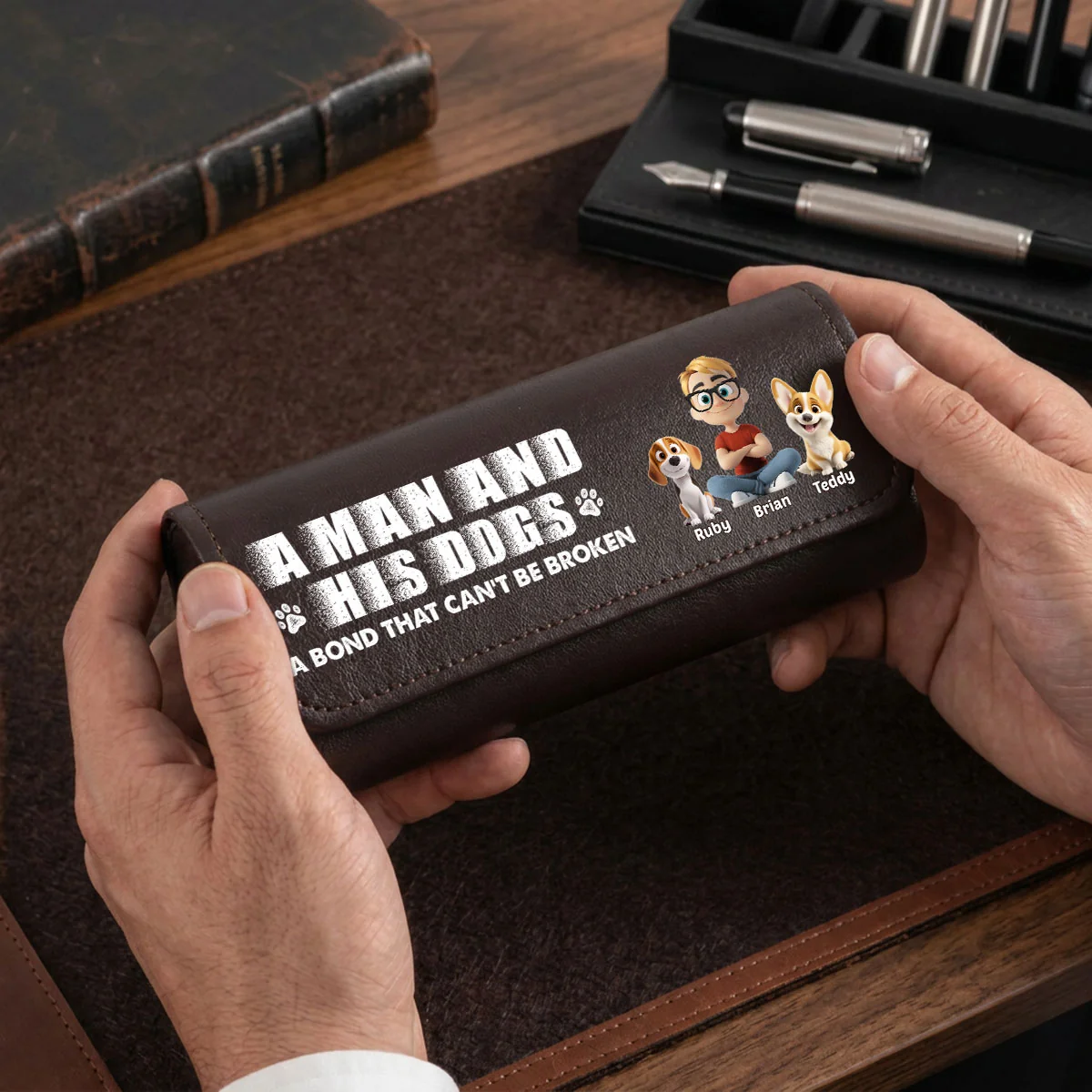 Best Dad To Me - Personalized Custom Leather Eyeglass Case - Image 3