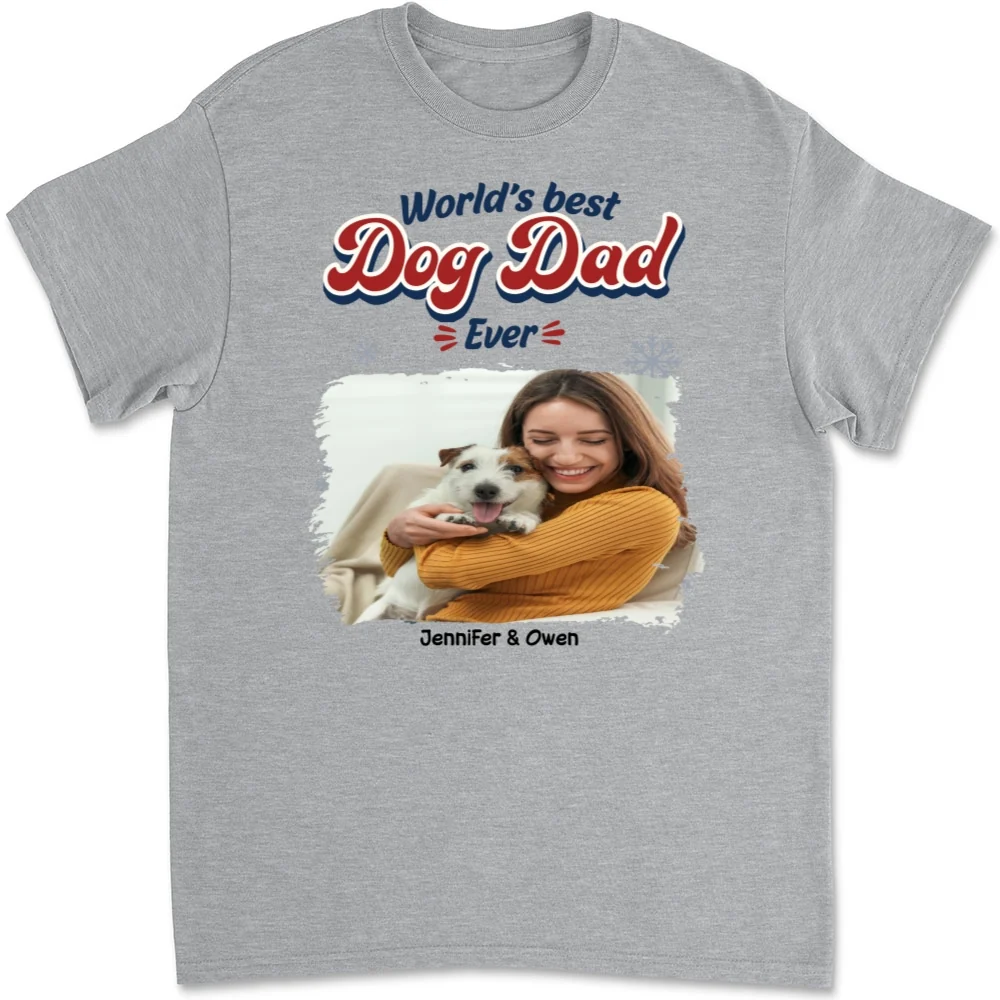 Best Dog Cartoon Christmas Photo - Personalized Custom Unisex T-Shirt - Image 6