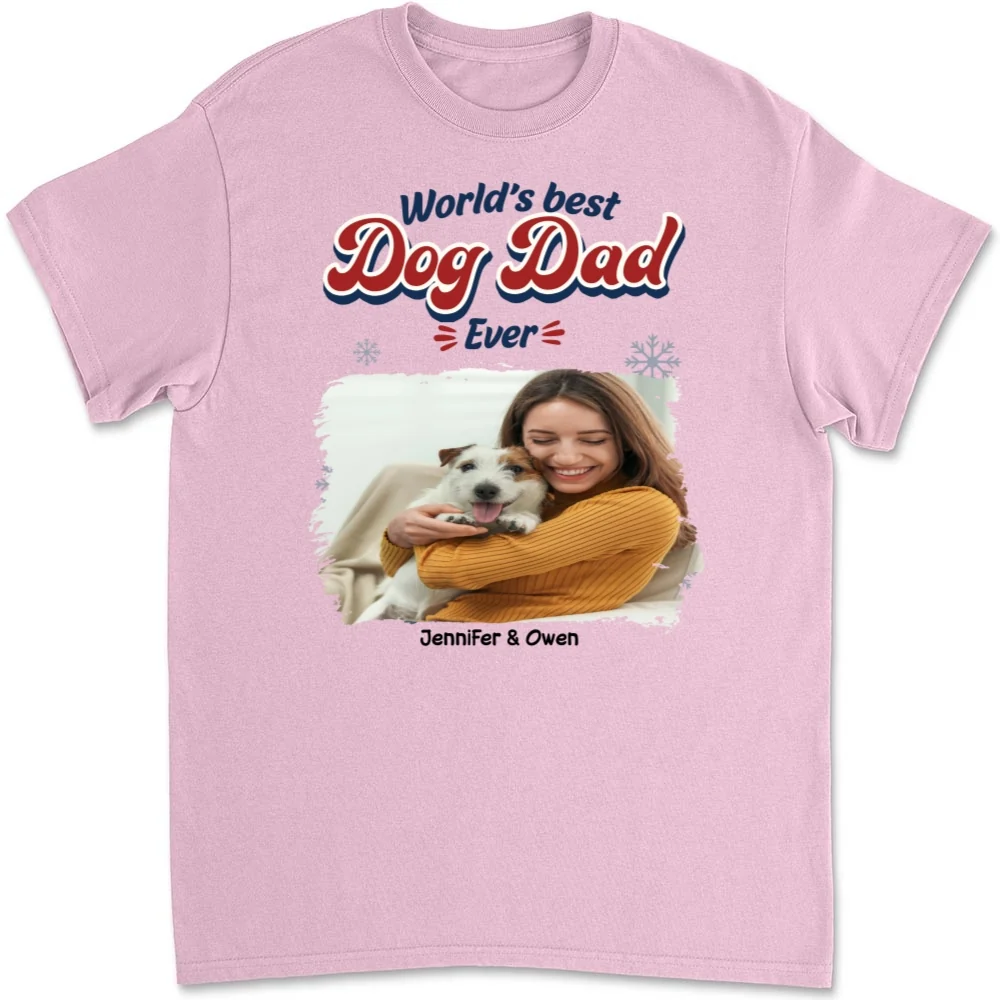 Best Dog Cartoon Christmas Photo - Personalized Custom Unisex T-Shirt - Image 8