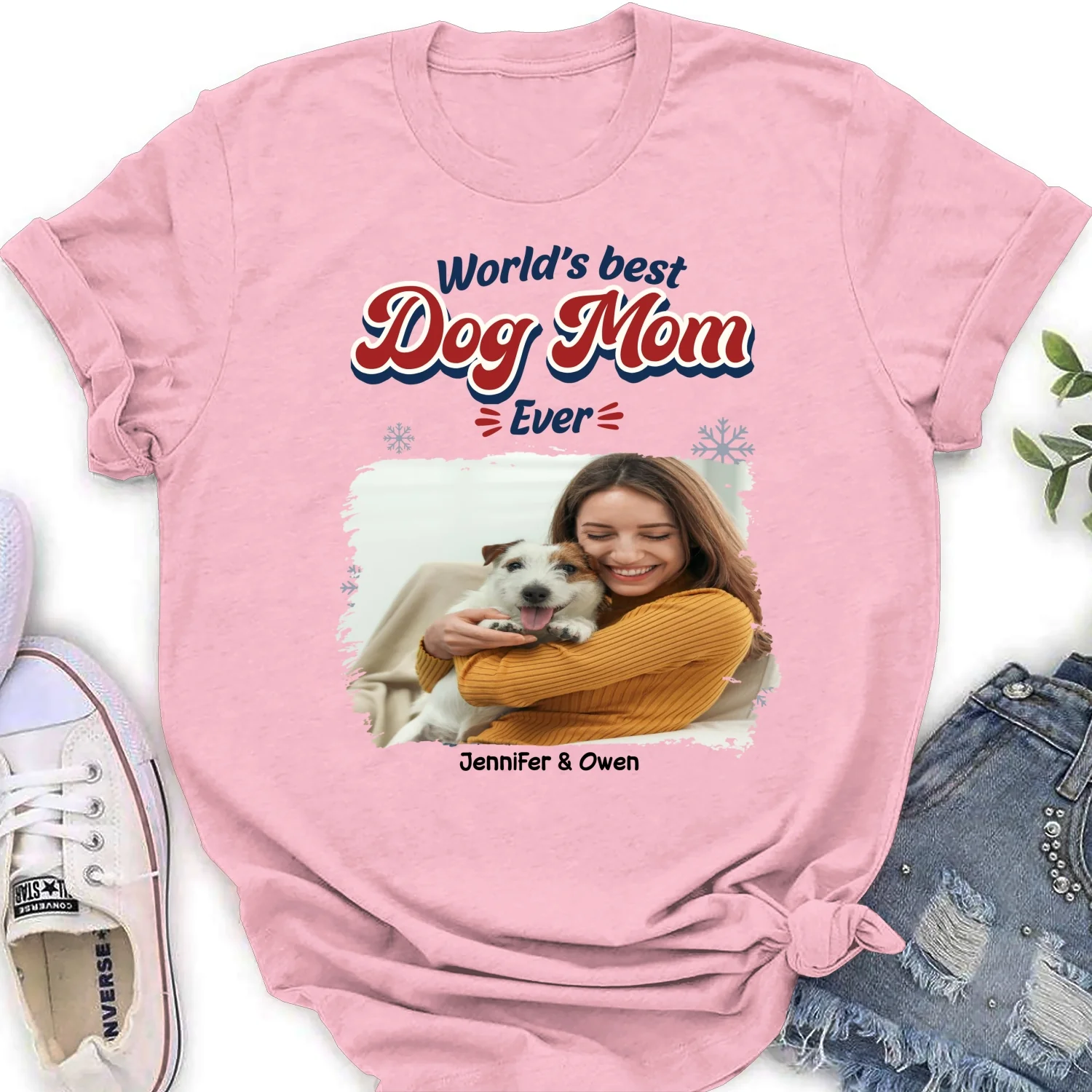 Best Dog Cartoon Christmas Photo - Personalized Custom Women's T-Shirt - Image 7