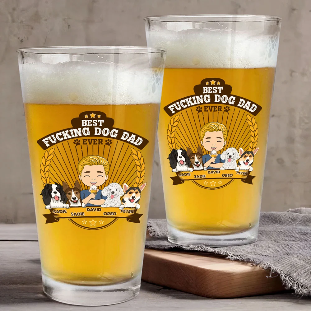Best Dog Dad Beer - Personalized Custom Beer Glass - Image 4