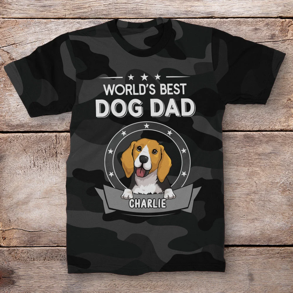 Best Dog Dad Camo - Personalized Custom All-over-print T-shirt - Image 2