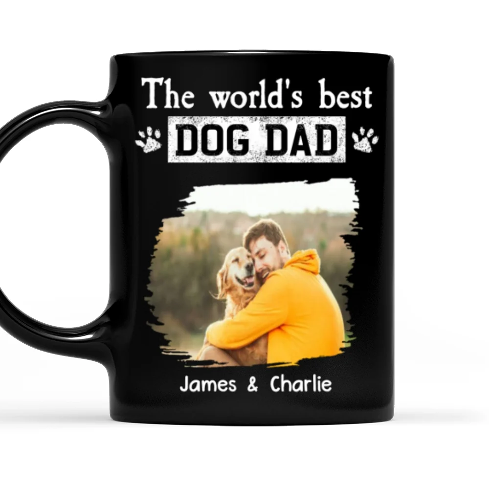 Best Dog Dad Cartoon In The World Photo - Personalized Custom Coffee Mug - Image 5
