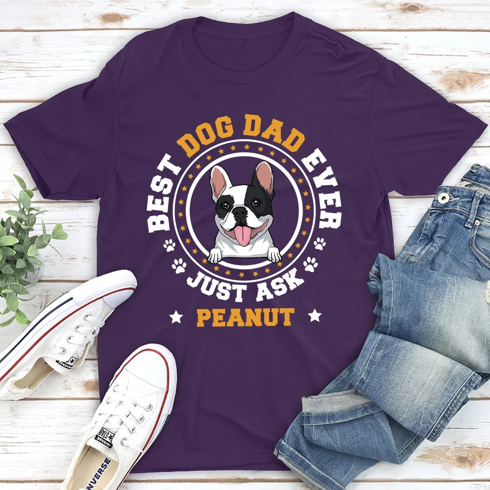 Best Dog Dad Circle - Personalized Custom Unisex T-shirt - Image 3