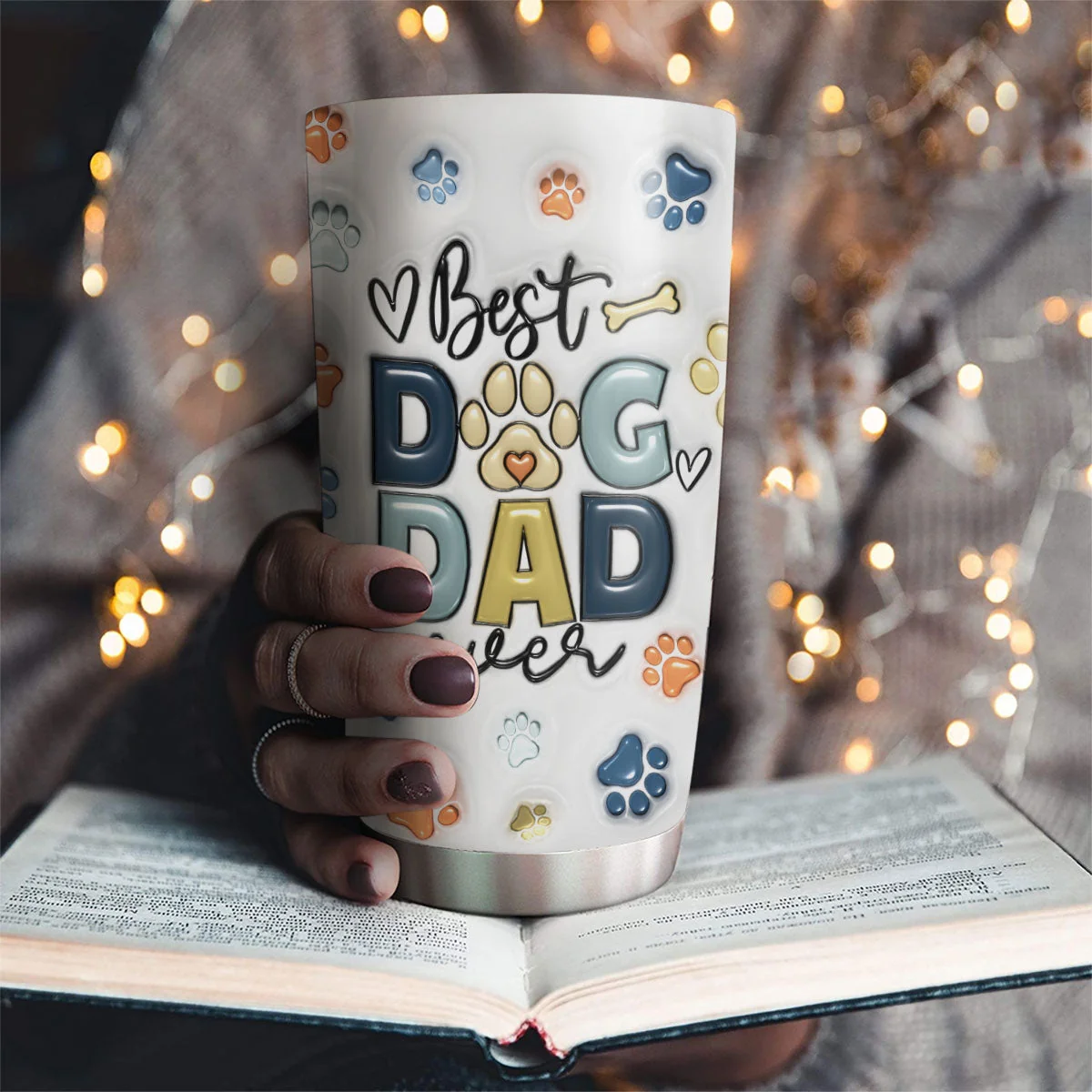 Best Dog Dad In The World - Personalized Custom 3D Inflated Effect Tumbler - Image 2