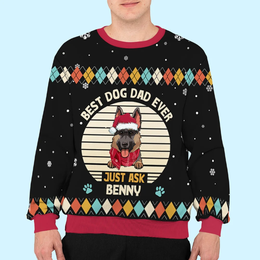 Best Dog Dad/Mom Ever - Personalized Custom All-Over-Print Sweatshirt - Image 3