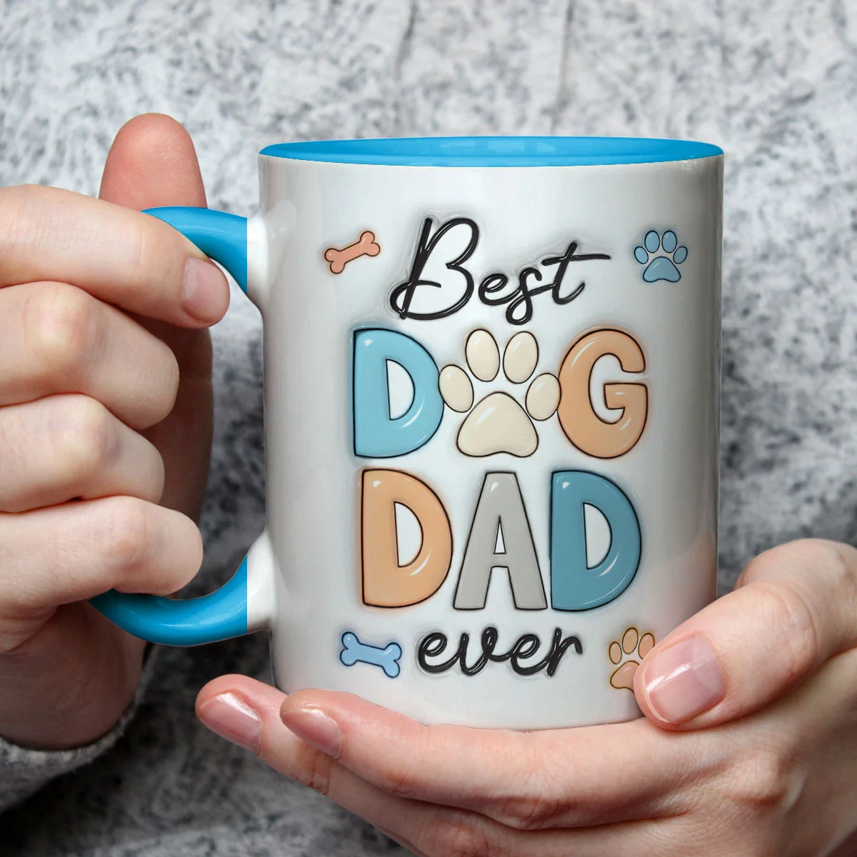 Best Dog Dad - Personalized Custom 3D Inflated Effect Accent Mug - Image 2