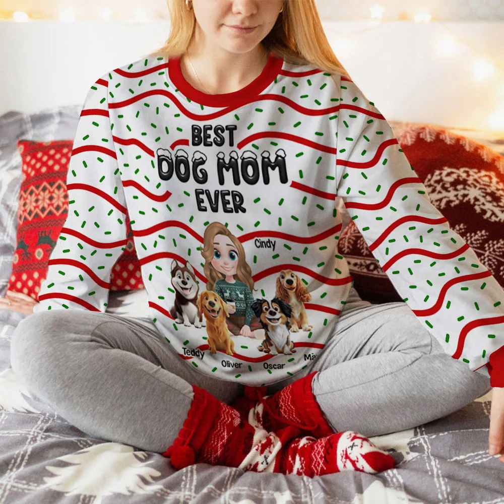Best Dog Mom Cake Cartoon - Personalized Custom All-Over-Print Sweatshirt - Image 5