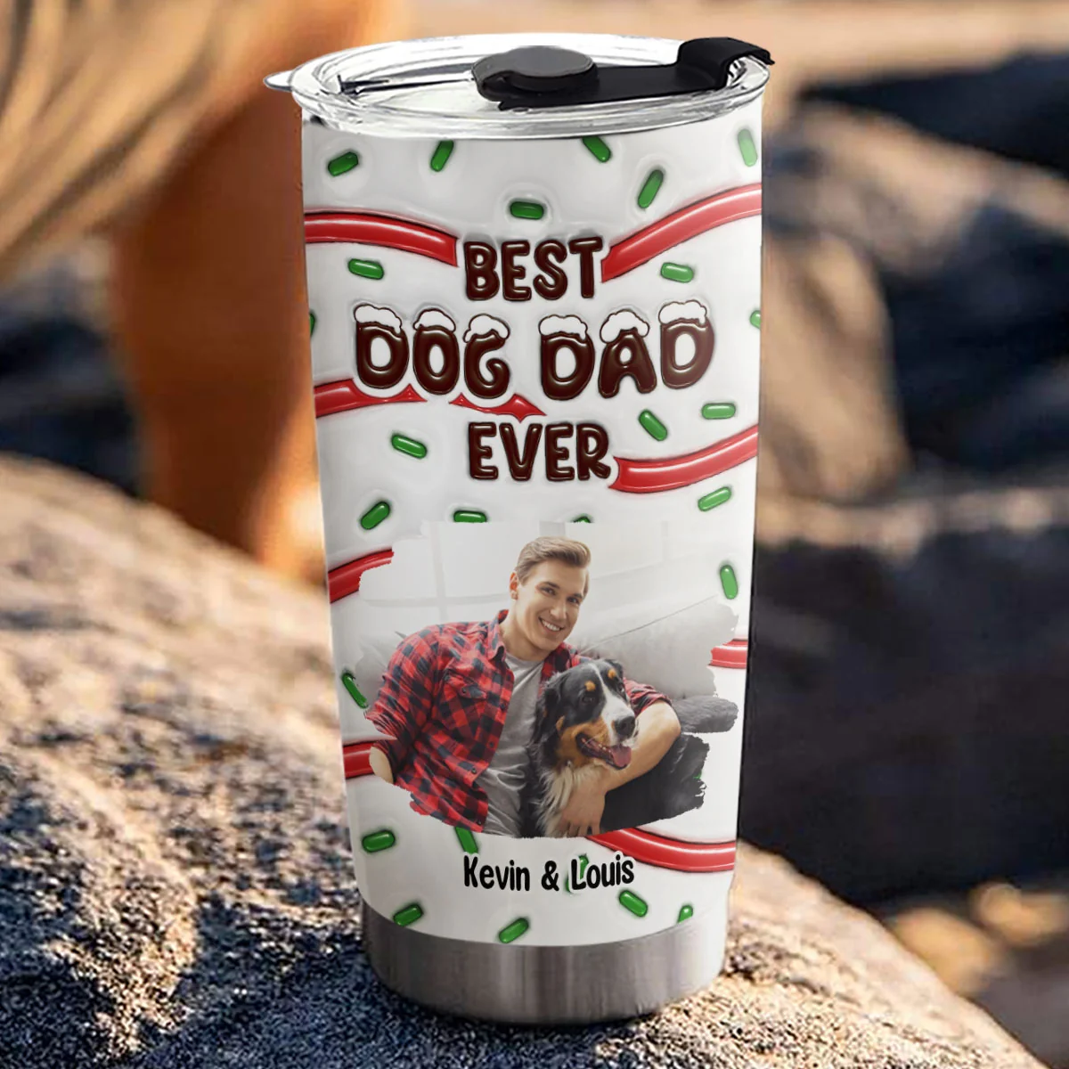 Best Dog Mom Cake Cartoon Photo - Personalized Custom 3D Inflated Effect Tumbler - Image 3