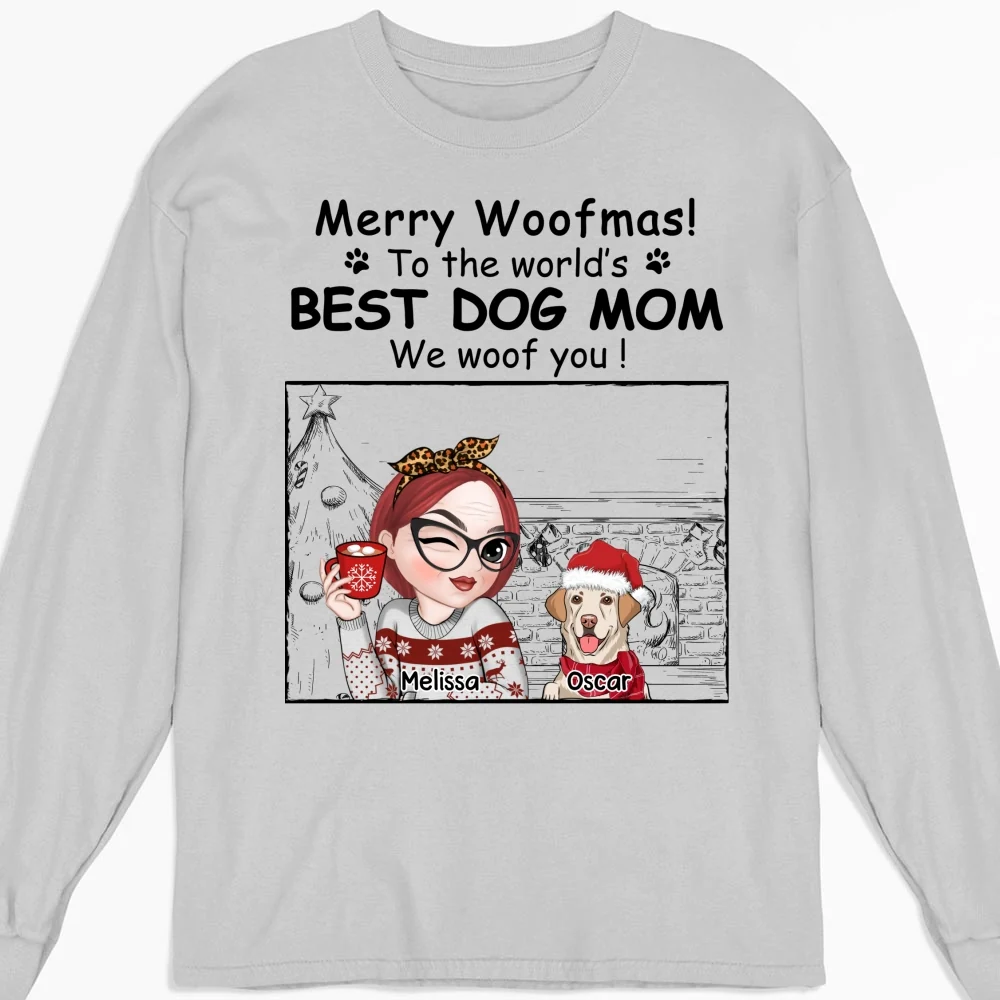 Best Dog Mom Christmas - Personalized Custom Long Sleeve T-shirt - Image 7