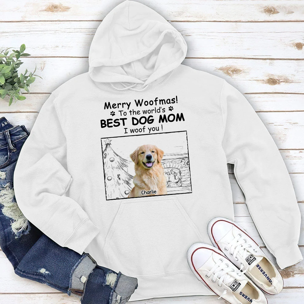 Best Dog Mom Christmas Photo - Personalized Custom Hoodie - Image 2