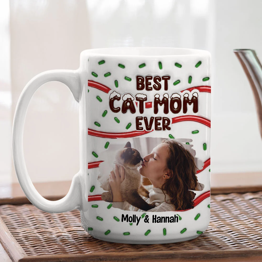 Best Dog Mom Dad Cake Cat Photo - Personalized Custom 3D Inflated Effect Mug - Image 5