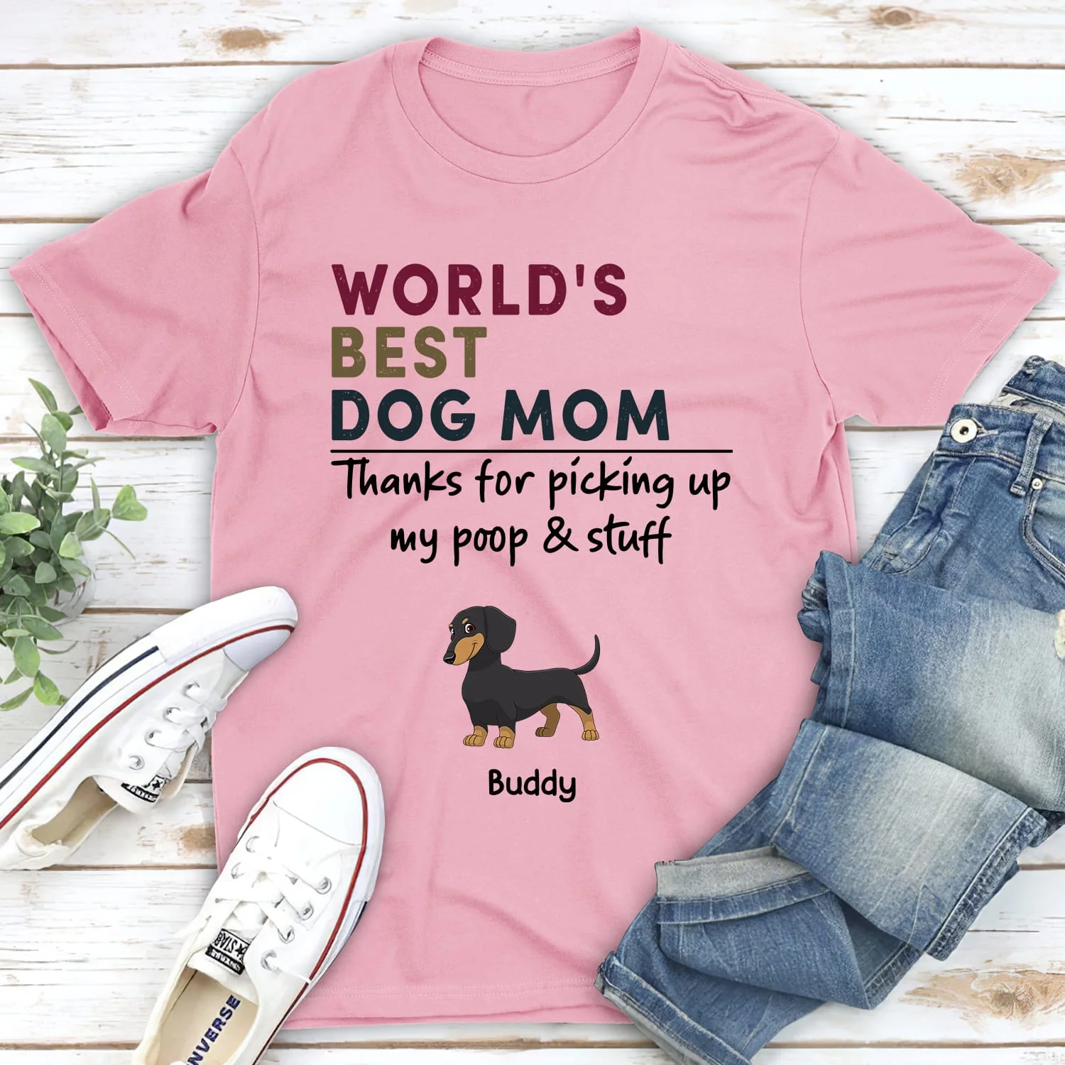Best Dog Mom/Dad Retro - Personalized Custom Unisex T-shirt - Image 3