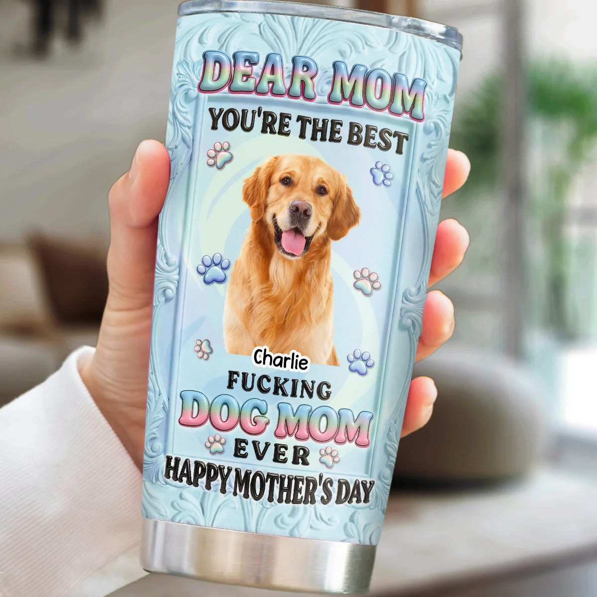Best Dog Mom Is You Photo- Personalized Custom 3D Inflated Effect Tumbler - Image 2