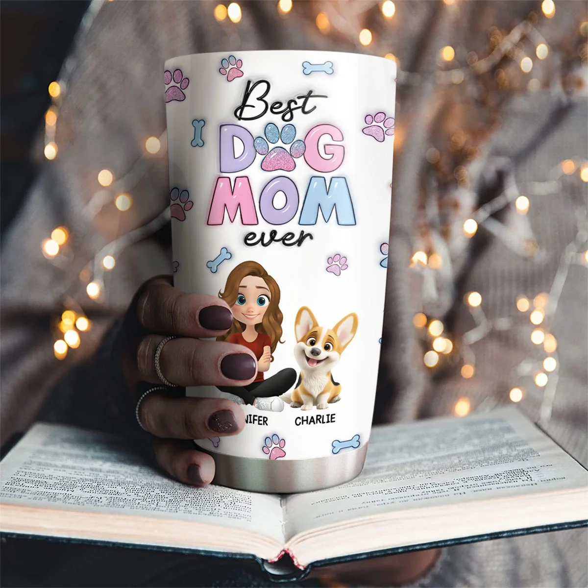 Best Dog Mom - Personalized Custom 3D Inflated Effect Tumbler - Image 2