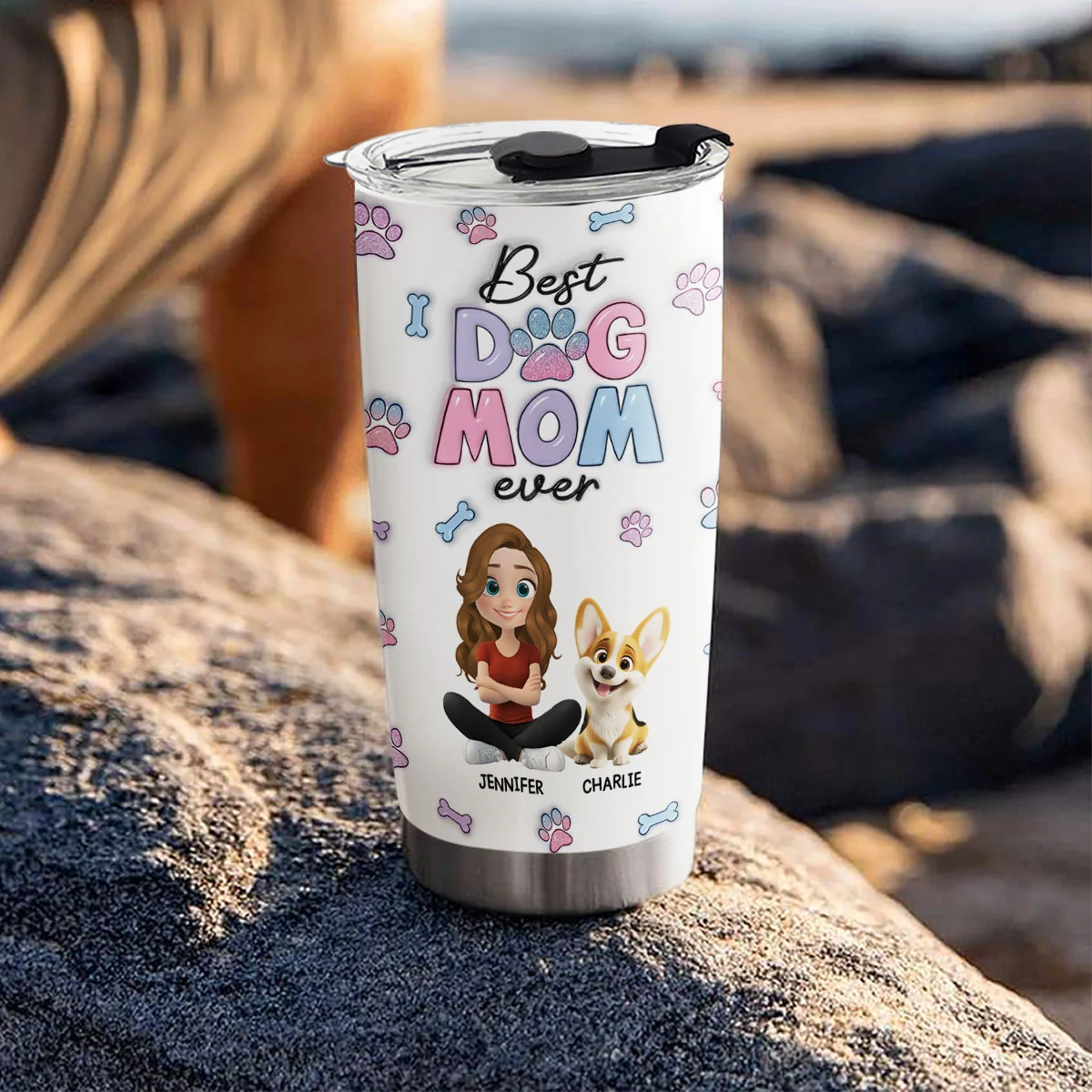 Best Dog Mom - Personalized Custom 3D Inflated Effect Tumbler - Image 4