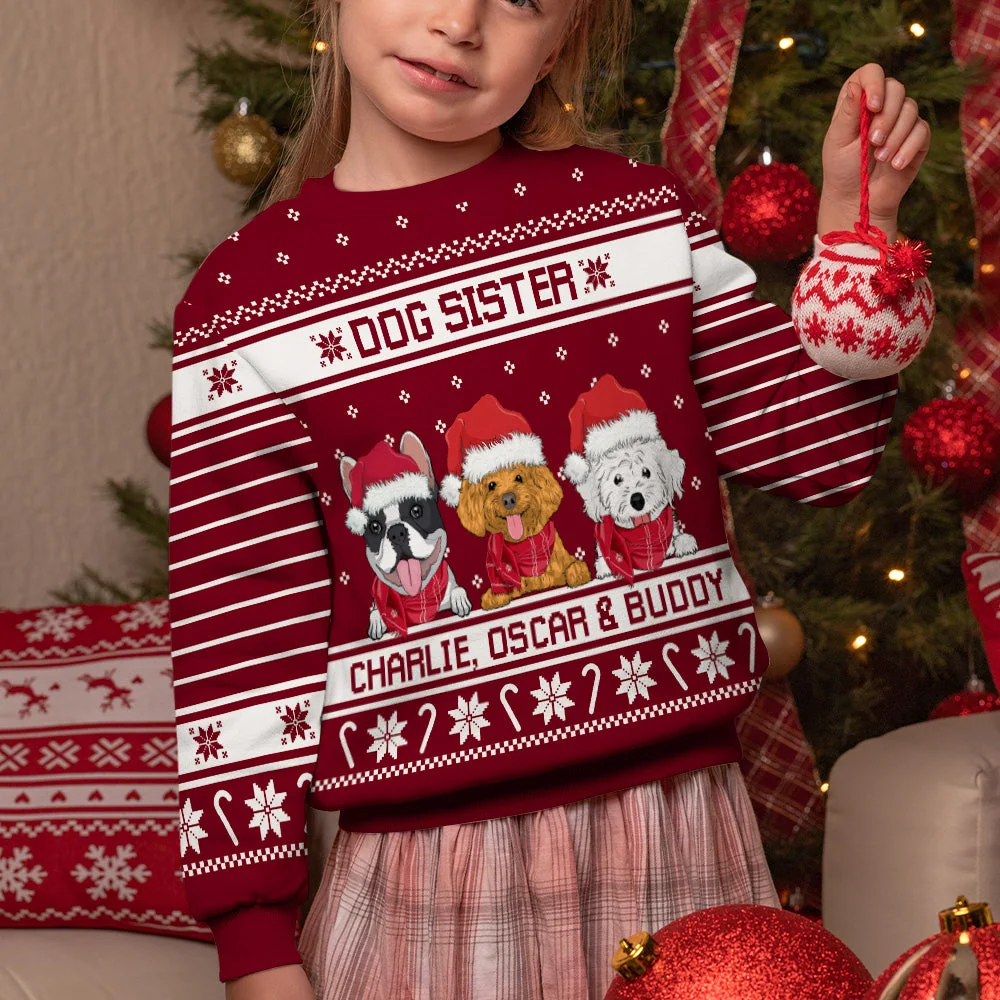 Best Dog Siblings - Personalized Custom Kids All-Over-Print Sweatshirt - Image 4