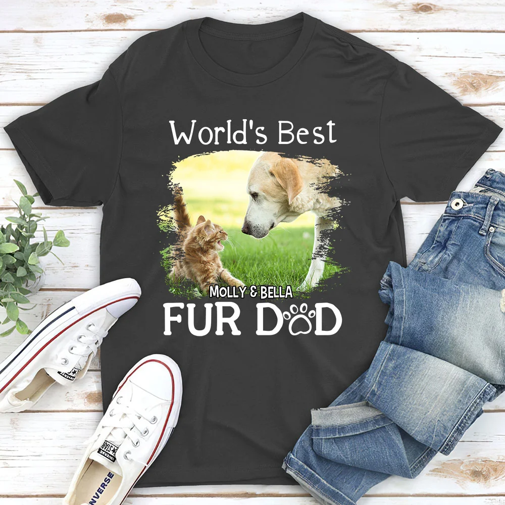 Best Fur Dad In The World Photo - Personalized Custom Unisex T-Shirt - Image 5