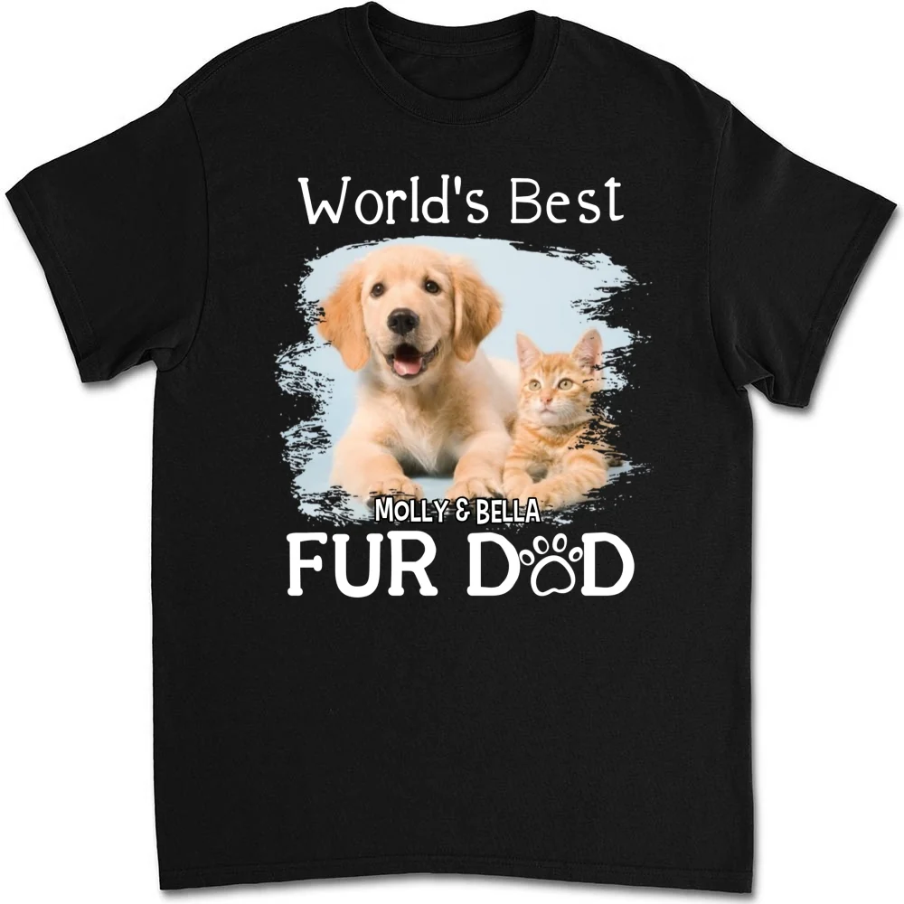 Best Fur Dad In The World Photo - Personalized Custom Unisex T-Shirt - Image 7