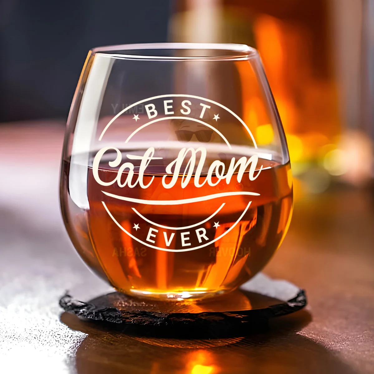 Best Fur Mom Cat Version - Personalized Custom Wine Glass - Image 2