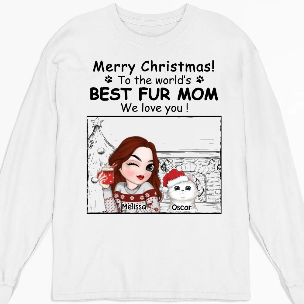 Best Fur Mom Christmas - Personalized Custom Long Sleeve T-shirt - Image 7