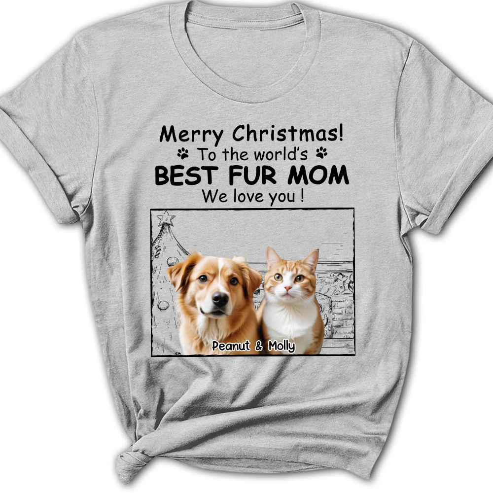 Best Fur Mom Christmas Photo - Personalized Custom Women T-shirt